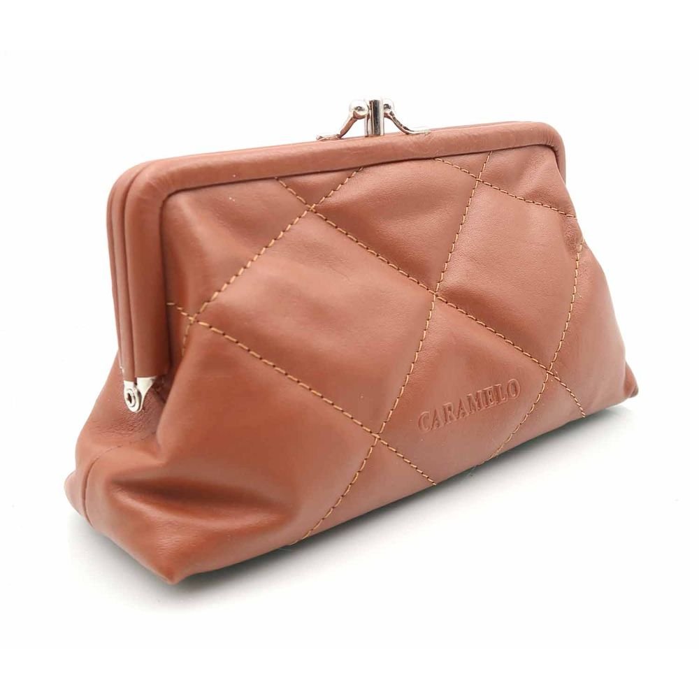 MONEDERO BOQUILLA NAPA DIBUJO ROMBO CUERO | CARAMELO | 1 UNIDAD | 50912322