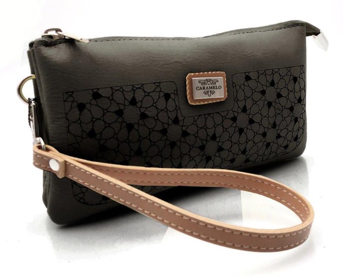MONEDERO NECESER PIEL CON ASA DE MANO LASER 19,5X11 NEGRO | CARAMELO | 1 UNIDAD | 82135010
