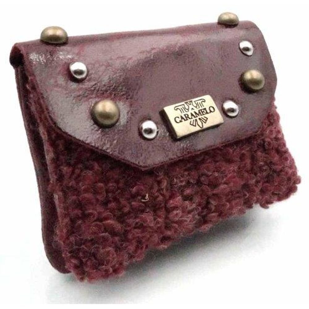 MONEDERO PIEL/LANA BORREGUITO CON SOLAPA BURDEOS | CARAMELO | 1 UNIDAD | 822361372