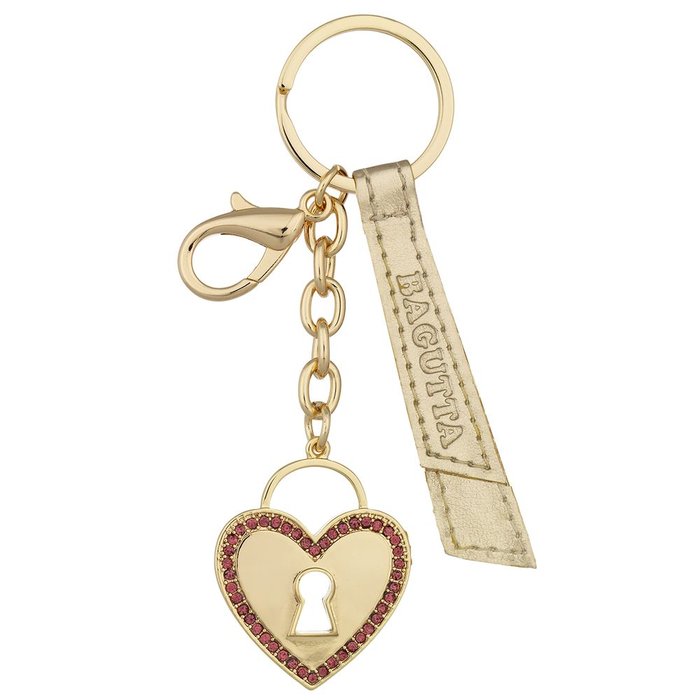 LLAVERO CORAZON DORADO CON CRISTALES ROSAS | BAGUTTA | 1 UNIDAD | 3000000061053