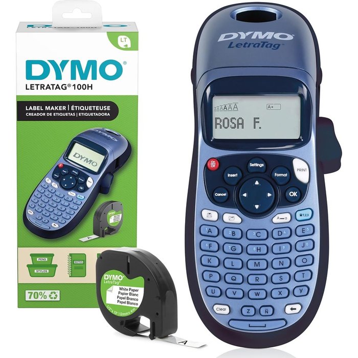 MAQUINA DYMO LETRATAG LT100H + CINTA | 1 UNIDADES | (DYMO)