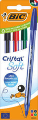 BLISTER 4 BOLIGRAFO BIC CRISTAL SOFT COLORES SURTIDOS | 10 UNIDADES | (BIC)