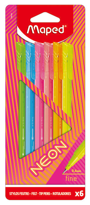 Blister 6 Rotuladores Fino Graph Peps Neon Cardboard Surtid | Maped | Pack 1 Unidades
