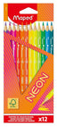 BLISTER 12 LAPICES NEON FSC 100% ESTUCHE DE CARTON SURTIDOS | 1 UNIDADES | (MAPED)