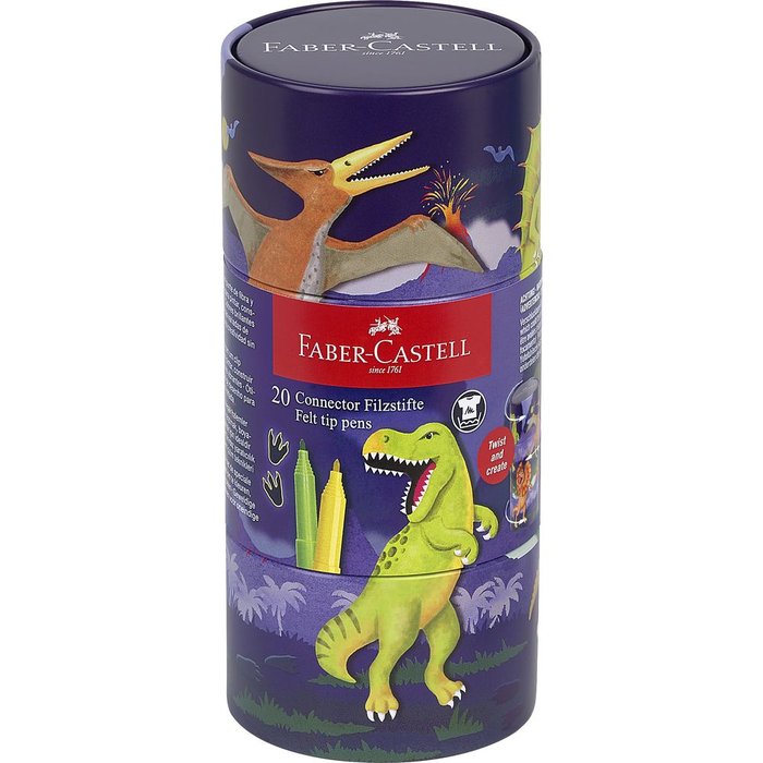 Rotulador Faber Castell Connector 20 Colores Dinosaurios | Faber Castell | Pack 1 Unidades