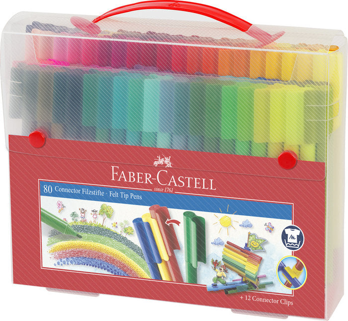 Rotulador Connector Maletin 80 Colores Surtidos | Faber Castell | Pack 1 Unidades