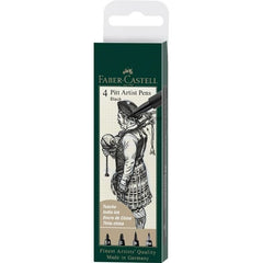 Rotulador Faber Pitt Negro Estuche 4 Graduaciones Diferentes | Faber Castell | Pack 1 Unidades