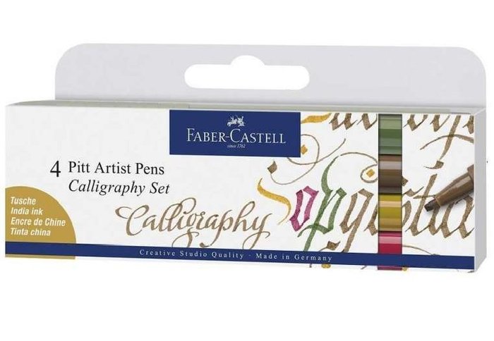 SET 4 ROTULADORES FABER CASTEL PITT CALIGRAFIA MULTICOLOR | 1 UNIDADES | (FABER CASTELL)