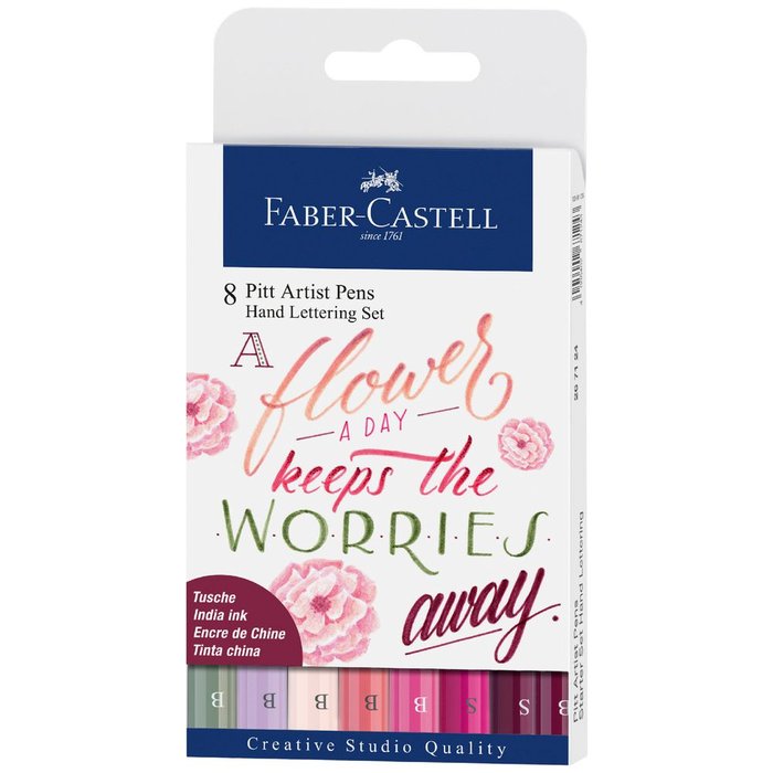 SET 8 ROTULADORES FABER CASTEL PITT HAND LETTERING TONO ROS | 1 UNIDADES | (FABER CASTELL)