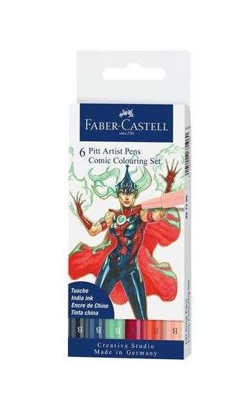 SET 6 ROTULADOR FABER CASTELL ARTIST PENS COMIC COLOR | 1 UNIDADES | (FABER CASTELL)