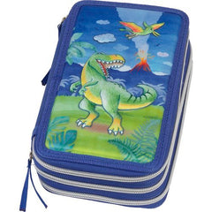 PLUMIER FABER CASTELL ESCOLAR TRIPLE DINOSAURIO CONTENIDO | FABER CASTELL