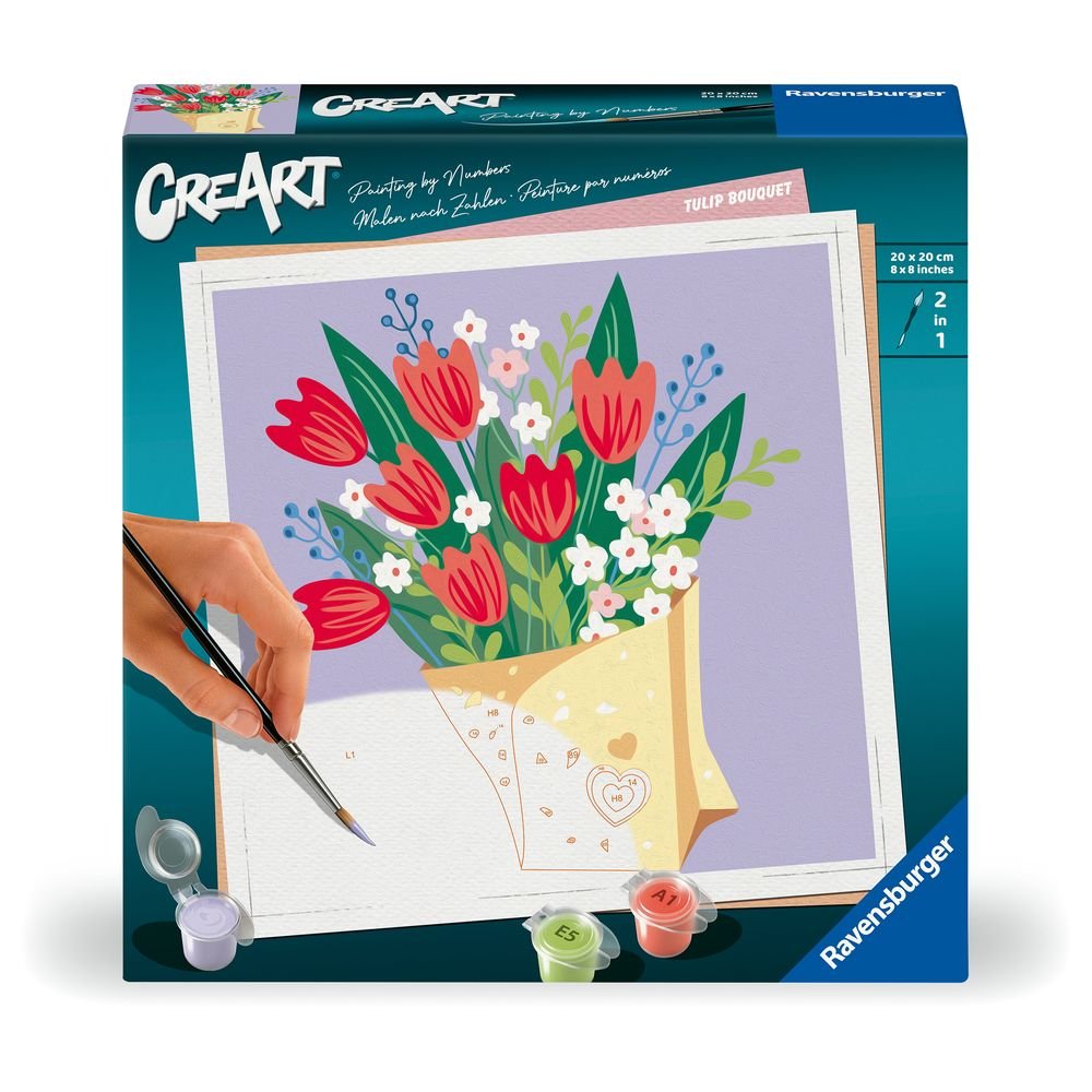 PINTAR POR NUMEROS CREART ADULTOS SERIE SQUARE TULIPANES | RAVENSBURGER GAMES | 1 UNIDAD | 4005556255184