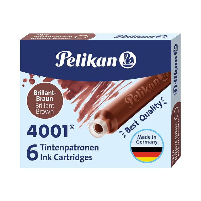 CARTUCHO TINTA PELIKAN 4001 TP6 MARRON | 10 UNIDADES | (PELIKAN, S,A,)