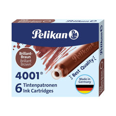 CARTUCHO TINTA PELIKAN 4001 TP6 MARRON | 10 UNIDADES | (PELIKAN, S,A,)