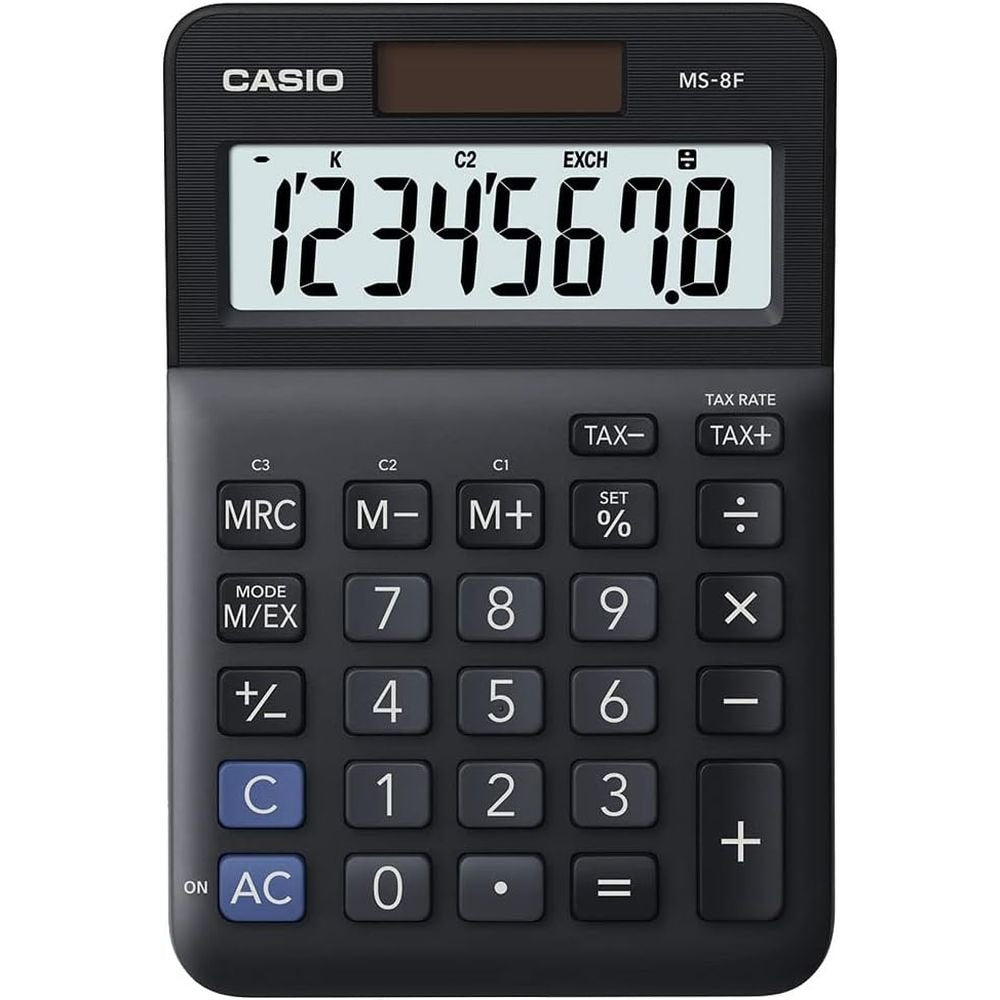 CALCULADORA CASIO SOBREMESA 8 DIGITOS MS-8F NEGRA | 1 UNIDADES | (CASIO)