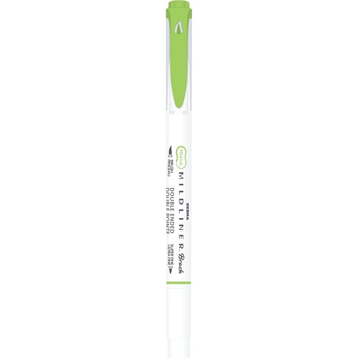 Rotulador Zebra Mildliner Doble Punta Pincel Verde | Zebra Pen | Pack 10 Unidades