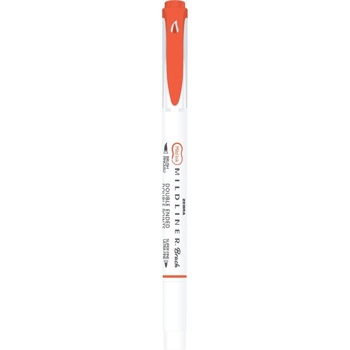 Rotulador Zebra Mildliner Doble Punta Pincel Warm Bermellon | Zebra Pen | Pack 10 Unidades