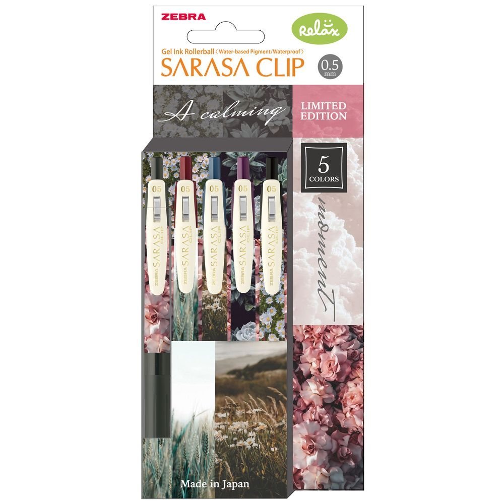 BOLIGRAFO ZEBRA SARASA CLIP GEL 5 COLORES CALMING MOMENT | 1 UNIDADES | (ZEBRA PEN)