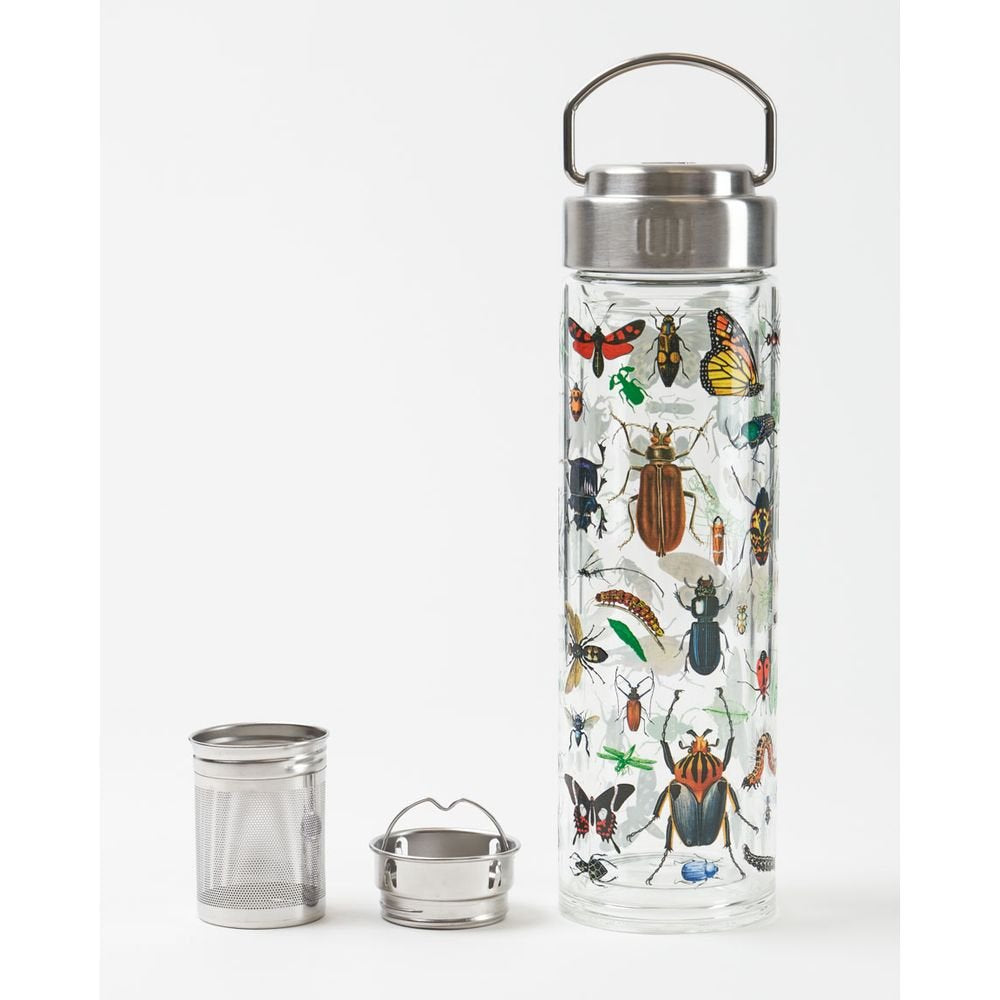 BOTELLA CRISTAL CON INFUSOR INSECTOS Y MARIPOSAS 450 ML | COGNITIVE CIENCIA | 1 UNIDAD | 6919590743676