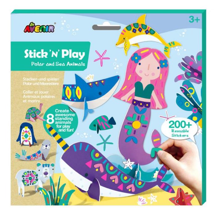Set creativo de adhesivos animales marinos para manualidades infantiles