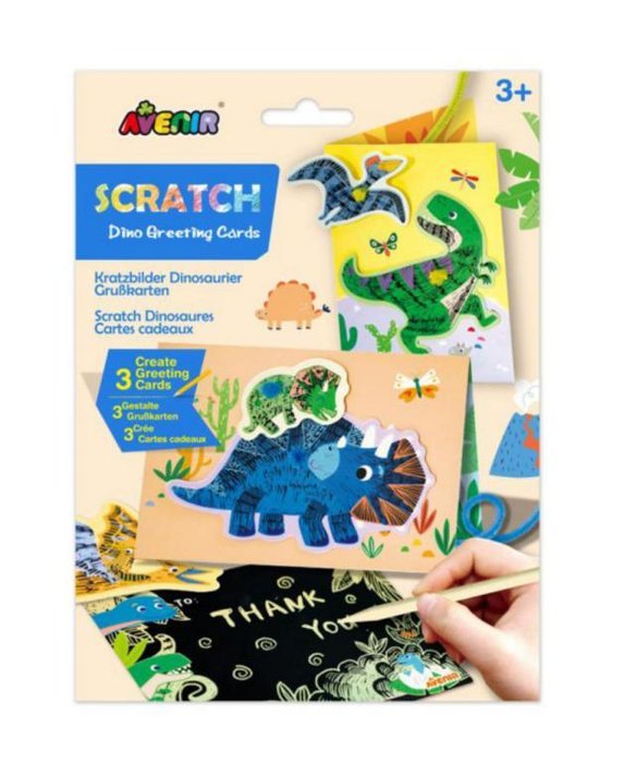 TARJETAS DE FELICITACION DINOSAURIOS SCRATCH AVENIR | AVENIR | 1 UNIDAD | 6920773318581