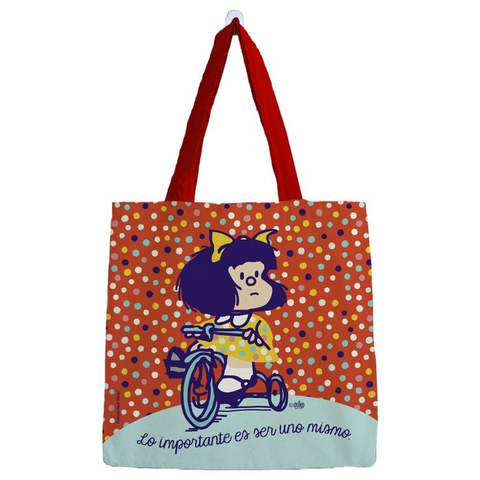 BOLSA ALGODON MAFALDA PEQUEÑA NARANJA PUNTITOS | PREMIUM PAPER