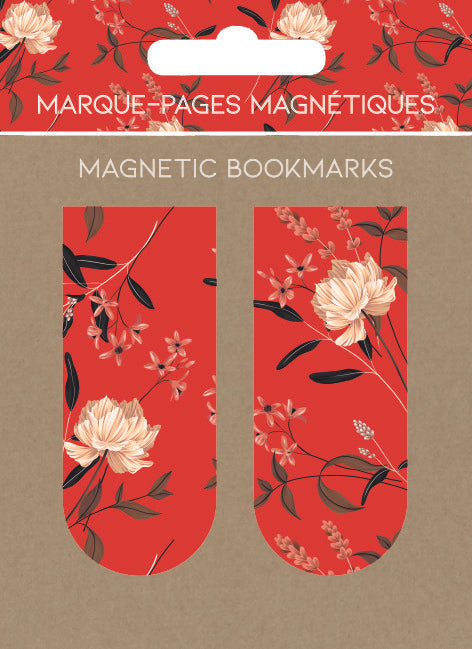 MARCAPAGINAS MAGNETICOS MOTIF ROUGE AVEC FLEURS FLORES | 6 UNIDADES | (PICTURA)