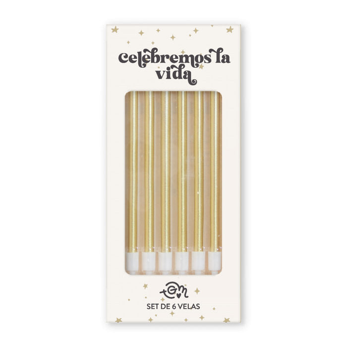 KIT DE 6 VELAS DORADAS PARA CELEBRAR | THE GREAT MOUSTACHE | 1 UNIDAD | 7427246047515
