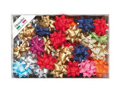 CAJA 100 COCAS ESTRELLA ADHESIVA RAFIA 19MM SURTIDAS | BRIZZOLARI | 1 UNIDAD | 8004451032025