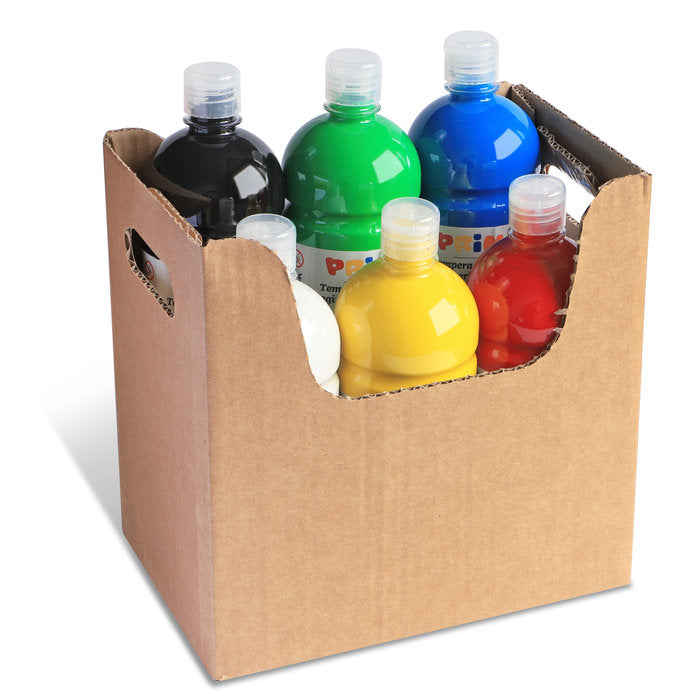 PACK 6 TEMPERA LIQUIDA 1000 ML COLORES BASICOS CAJA CARTON | 1 UNIDADES | (PRIMO)