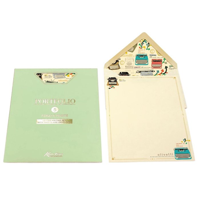 PORTAFOLIO CON SET CARTAS OLIVETTI | 10 UNIDADES | (KARTOS)