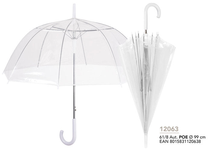 PARAGUAS LARGO MUJER 61/8 AUT TRANSPARENTE POE | PERLETTI | 1 UNIDAD | 8015831120638