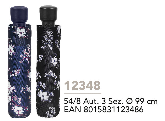 PARAGUAS MUJER MINI PLEGABLE 54/8 AUT, DISEÑO FLORAL | PERLETTI | 1 UNIDAD | 8015831123486
