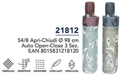PARAGUAS MUJER PLEGABLE 54/8 ABRE/CIERRA ESTAMPADO FLORES | PERLETTI | 1 UNIDAD | 8015831218120
