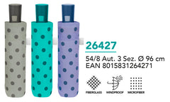 PARAGUAS MUJER MINI PLEGABLE 54/8 AUT, 3 SECT, PUNTOS | PERLETTI | 1 UNIDAD | 8015831264271