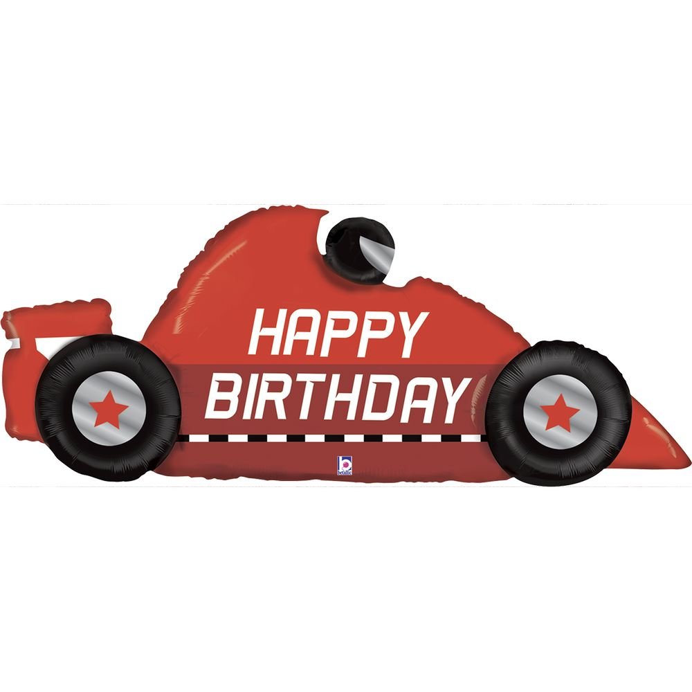 GLOBO CUMPLEAÑOS DE COCHE DE CARRERAS 109CM | GRABO BALLOONS | 1 UNIDAD | 8055513251212