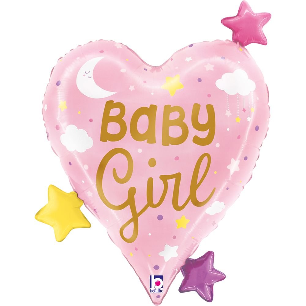 GLOBO ESTRELLAS DE CORAZON BEBE ROSA 64 CM | GRABO BALLOONS | 1 UNIDAD | 8055513252950