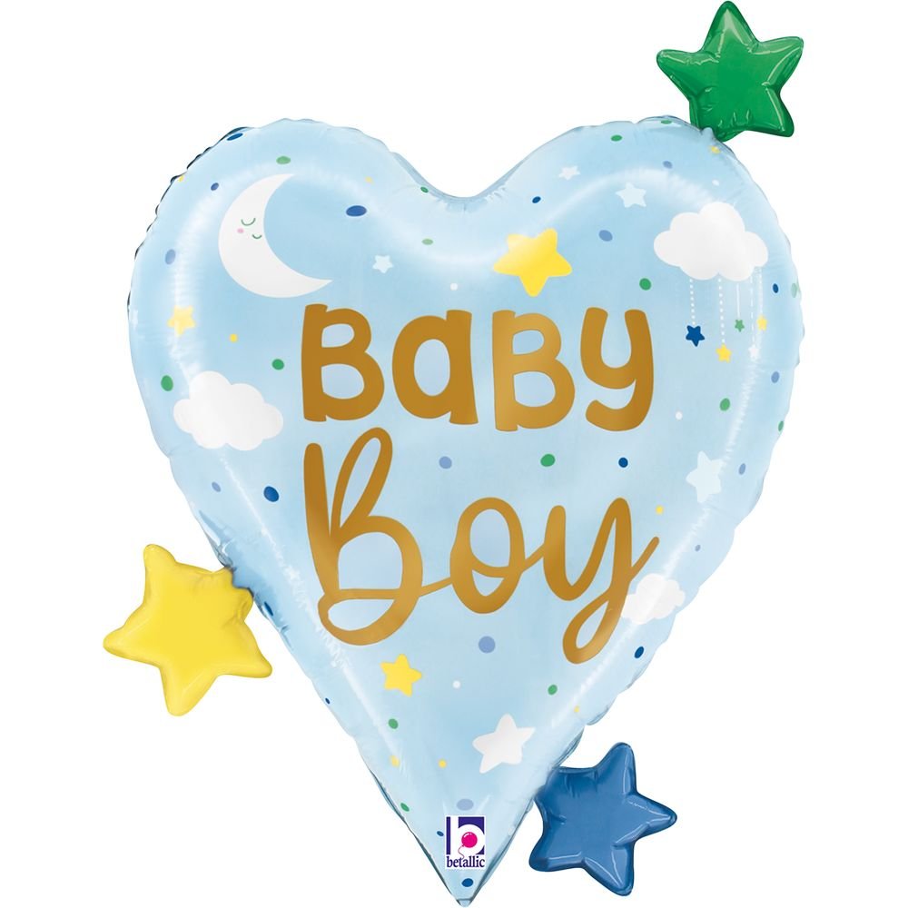 GLOBO ESTRELLAS DE CORAZON BEBE AZUL 64 CM | GRABO BALLOONS | 1 UNIDAD | 8055513252967