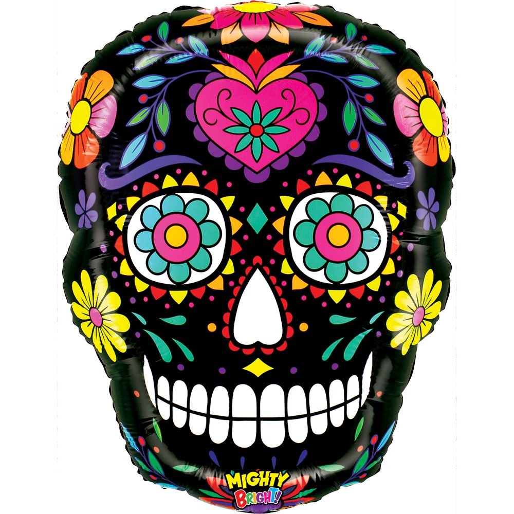 GLOBO CALAVERA DE AZUCAR NEGRA PODEROSA 56 CM | GRABO BALLOONS | 1 UNIDAD | 8055513254039