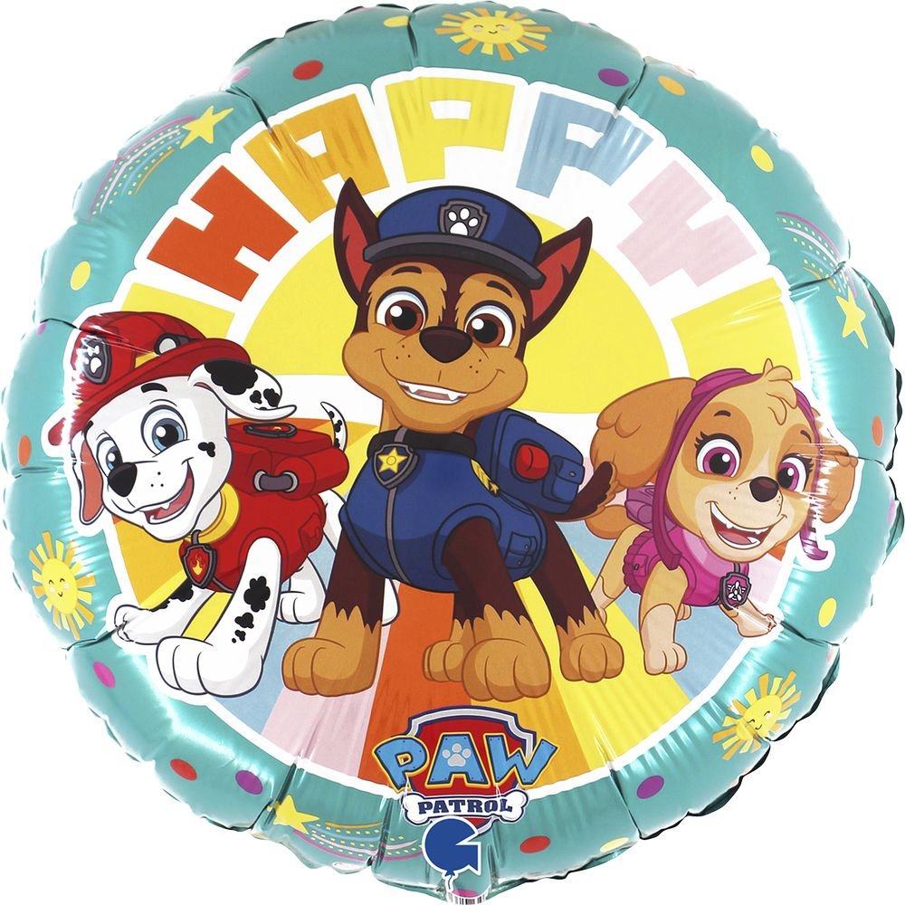 GLOBO R18 PATRULLA CANINA 46 CM | GRABO BALLOONS | ENVASE 5 UDS. UNIDAD | 8057680308454