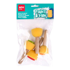 BOLSA SELLOS ESPONJA MANGO MADERA 4 UNIDADES | APLI MANUALIDADES | 1 UNIDAD | 8410782187141