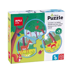 PUZZLE TRIO ANIMALES Y SU HABITAT 24 PIEZAS | APLI JUEGOS | 1 UNIDAD | 8410782188216