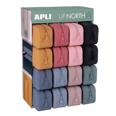 EXPOSITOR 16 ESTUCHES SILICONA UP NORTH SURTIDOS | APLI DISEÑO