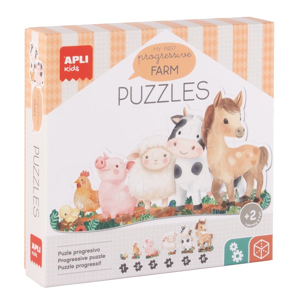 JUEGO PUZZLE PROGRESIVO INFANTIL MY FIRST FARM ANIMALS | APLI JUEGOS | 1 UNIDAD | 8410782201236