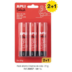 Pack 2+1 barras adhesivas APLI 21 g para pegar con precisión