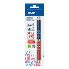 BLISTER 2 LAPICES BICOLORES AZUL ROJO TRIANGULARES | MILAN | ENVASE 25 UDS. UNIDAD | 18411574047190