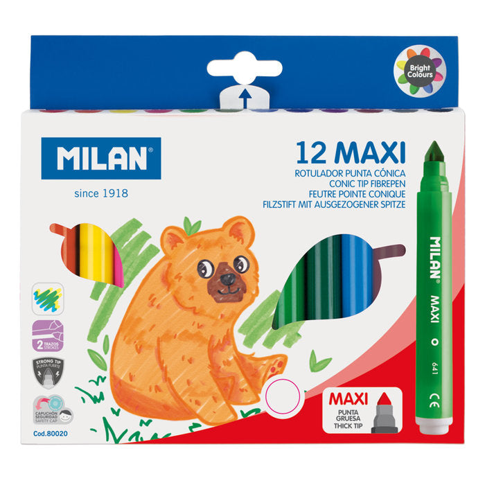 Rotulador Milan Maxi 12 Colores Surtidos | Milan | Pack 12 Unidades