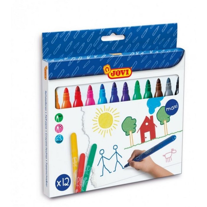 Rotulador Jovi Maxi 1712 C/12 Colores Surtidos | Jovi | Pack 1 Unidades