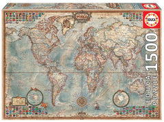 PUZZLE EDUCA 1500 PIEZAS EL MUNDO, MAPA POLITICO | EDUCA-BORRAS | 1 UNIDAD | 8412668160057
