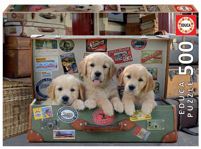 PUZZLE EDUCA 500 PIEZAS CACHORROS EN EL EQUIPAJE | EDUCA-BORRAS | 1 UNIDAD | 8412668176454